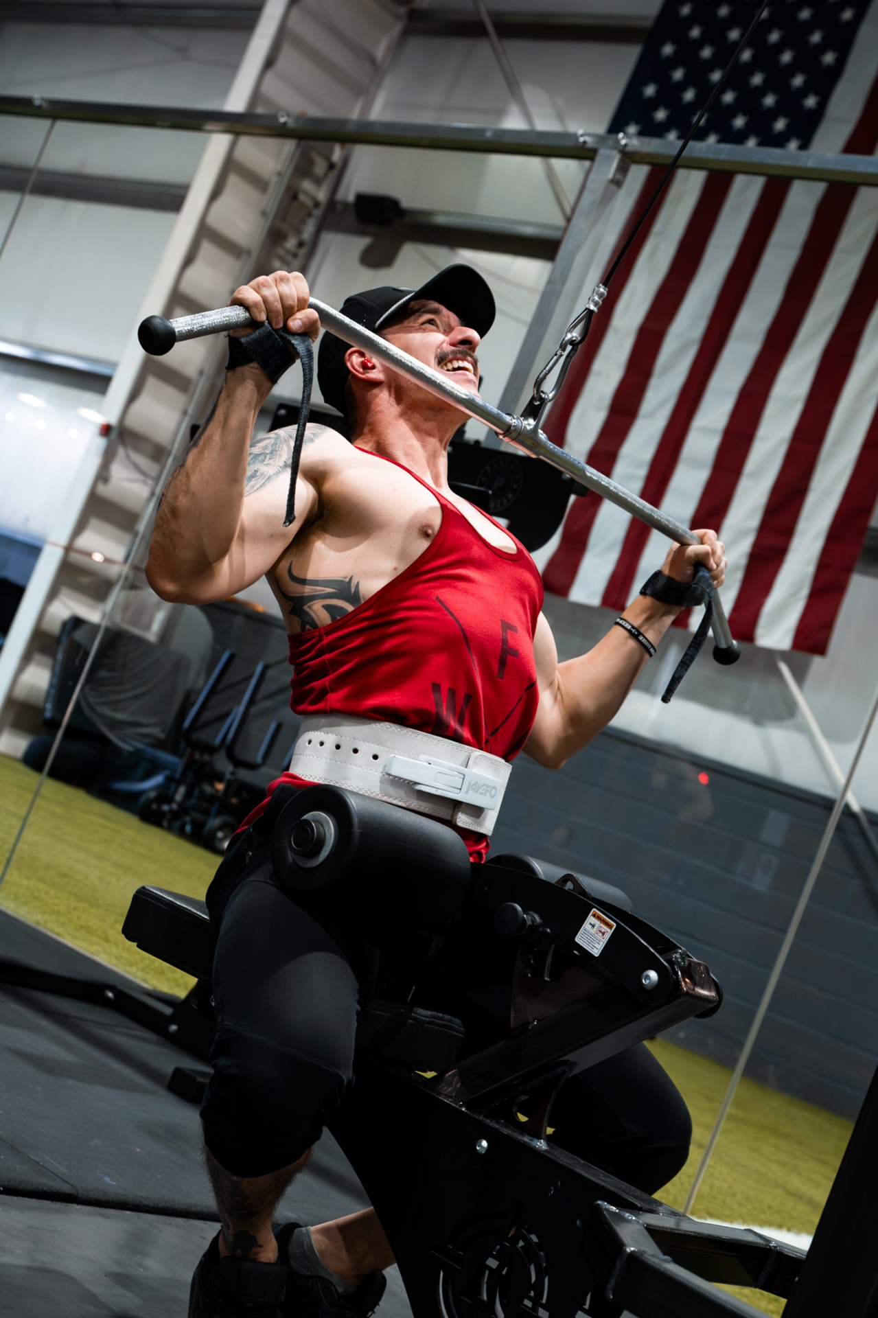 Member pulling heavy under the flag