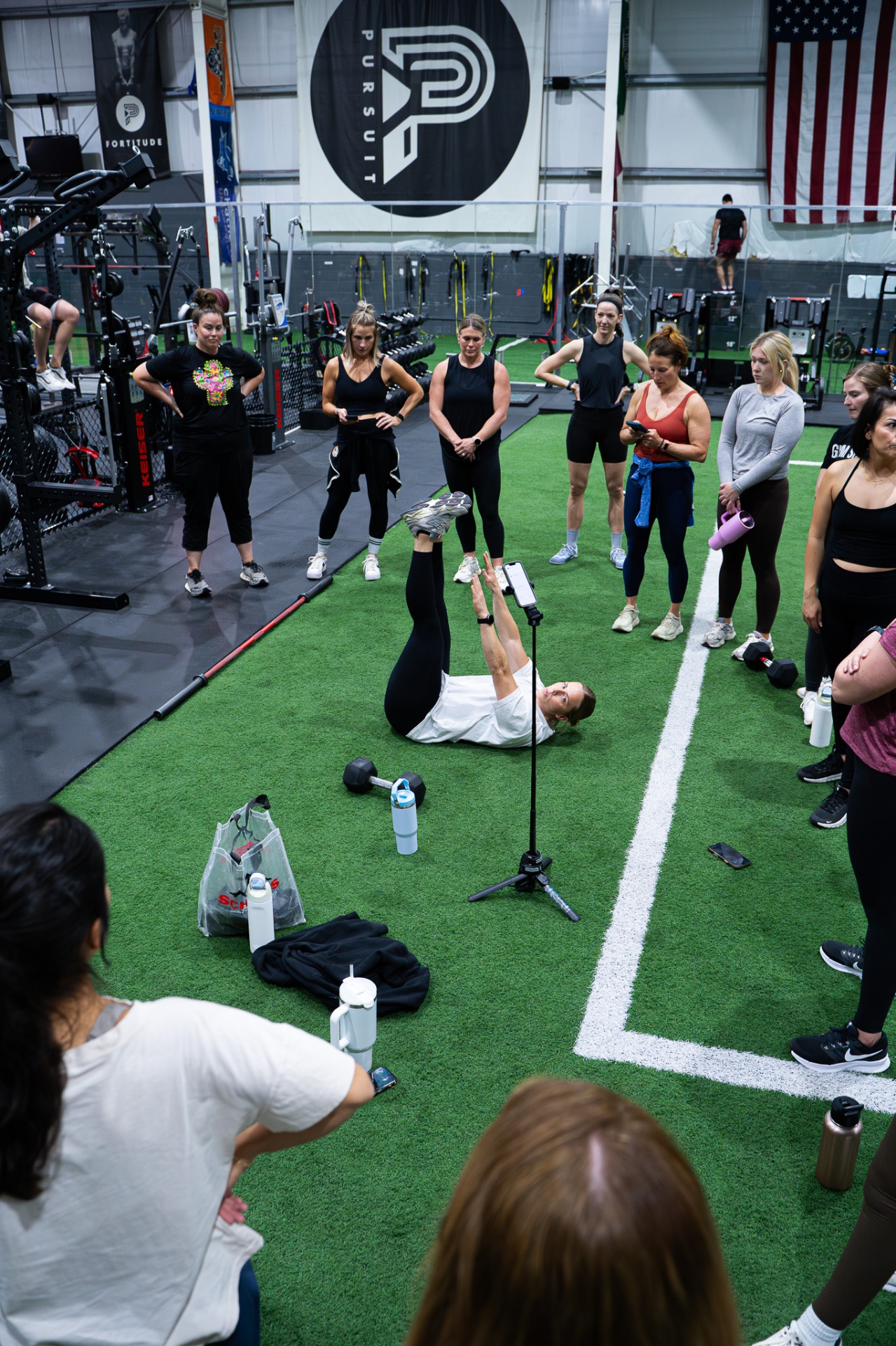 Turf class teaching a movement